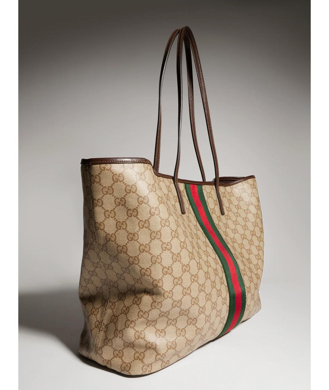 GUCCI Бежевая сумка тоут из канвы, фото 4