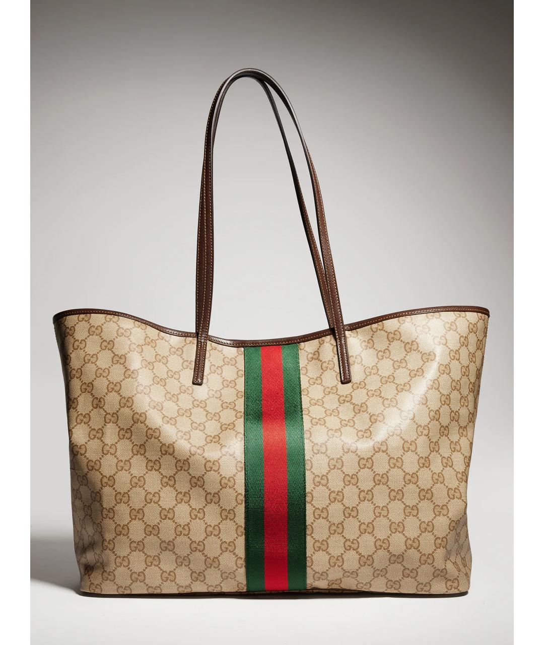 GUCCI Бежевая сумка тоут из канвы, фото 3