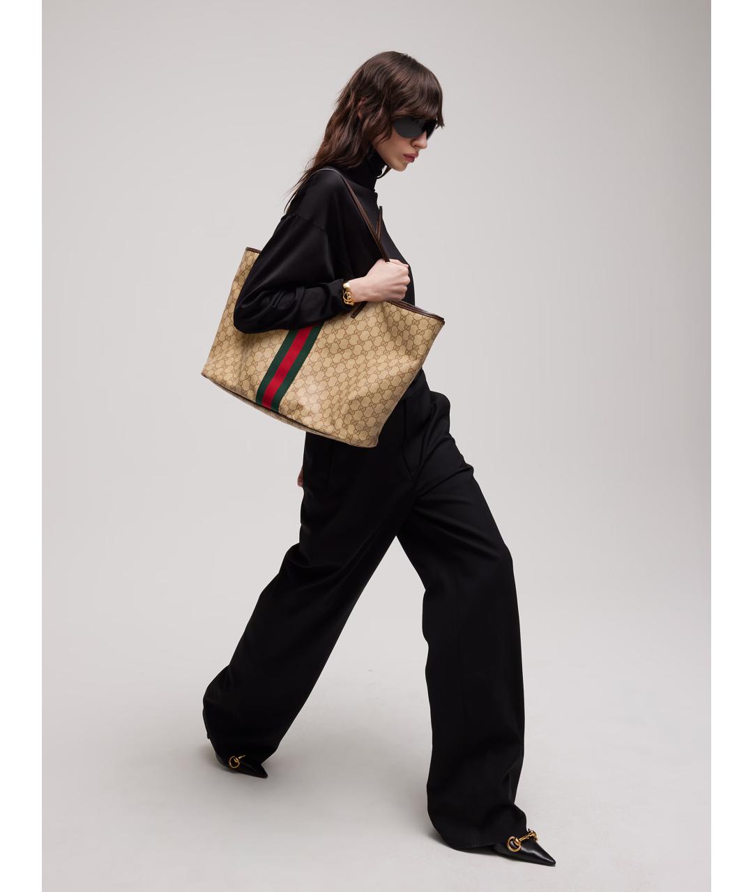 GUCCI Бежевая сумка тоут из канвы, фото 2