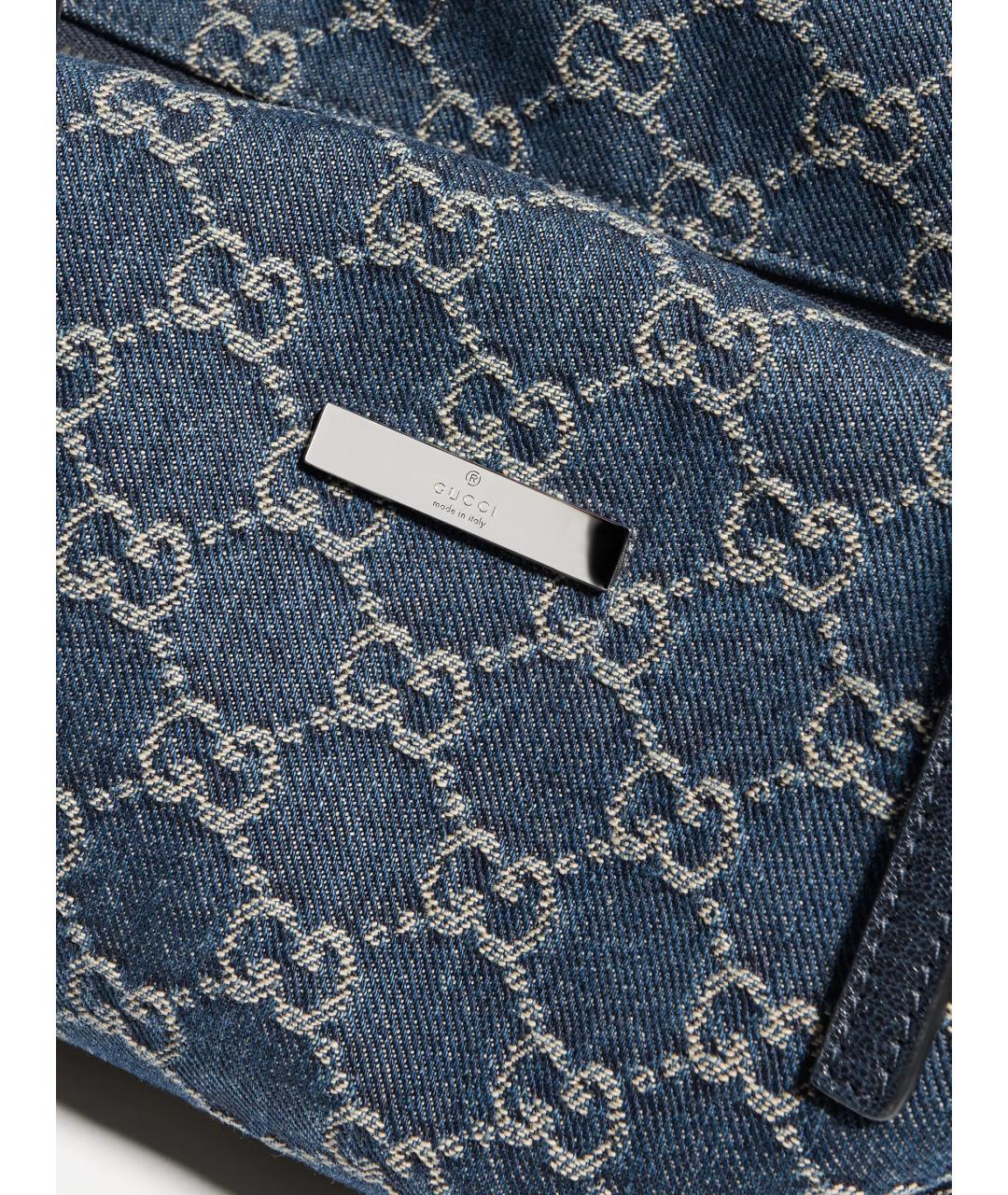 GUCCI Синяя сумка через плечо из канвы, фото 5