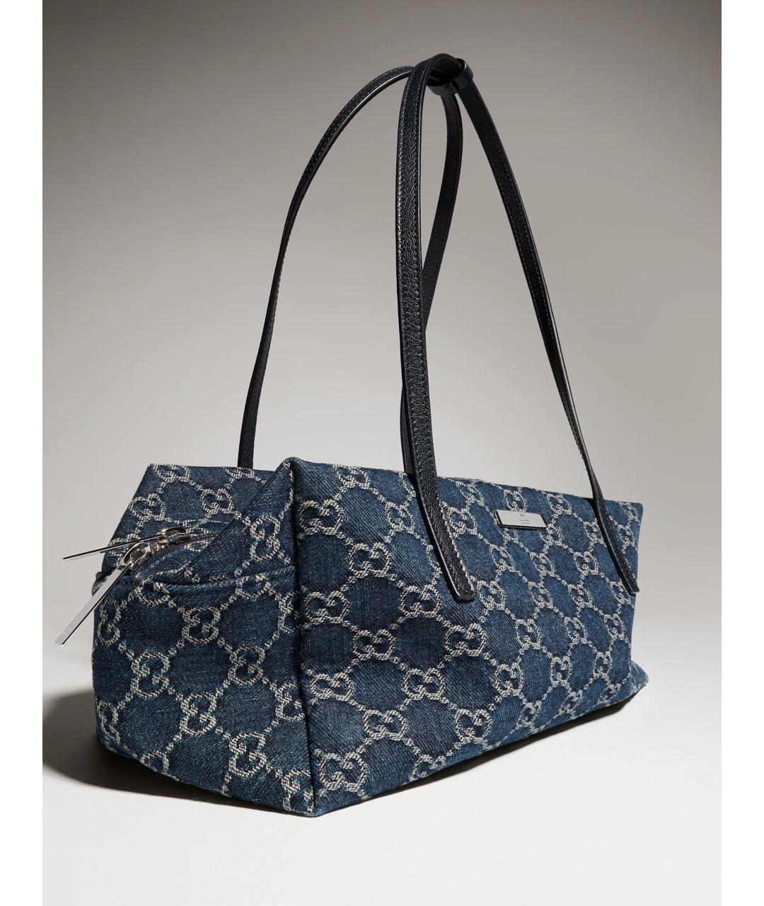 GUCCI Синяя сумка через плечо из канвы, фото 4