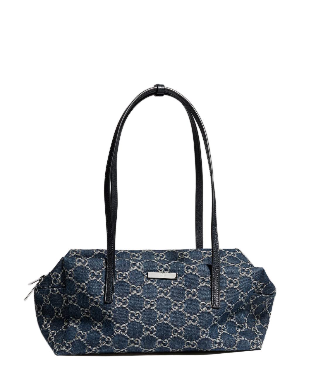 GUCCI Синяя сумка через плечо из канвы, фото 1