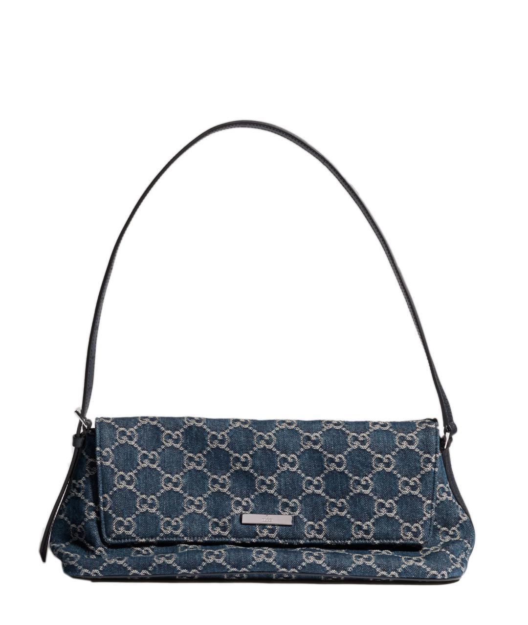 GUCCI Синяя сумка через плечо из канвы, фото 1