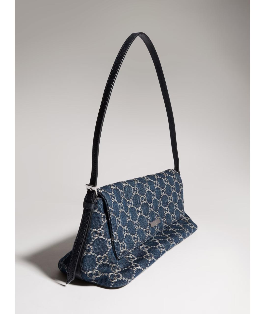 GUCCI Синяя сумка через плечо из канвы, фото 4