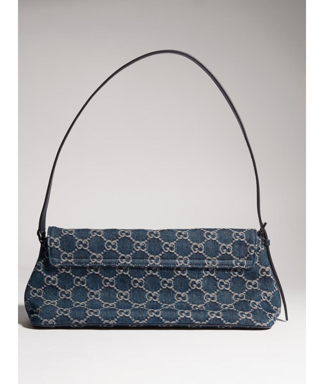 GUCCI Синяя сумка через плечо из канвы, фото 6