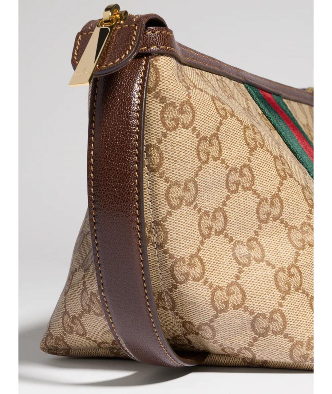 GUCCI Бежевая сумка через плечо из канвы, фото 5