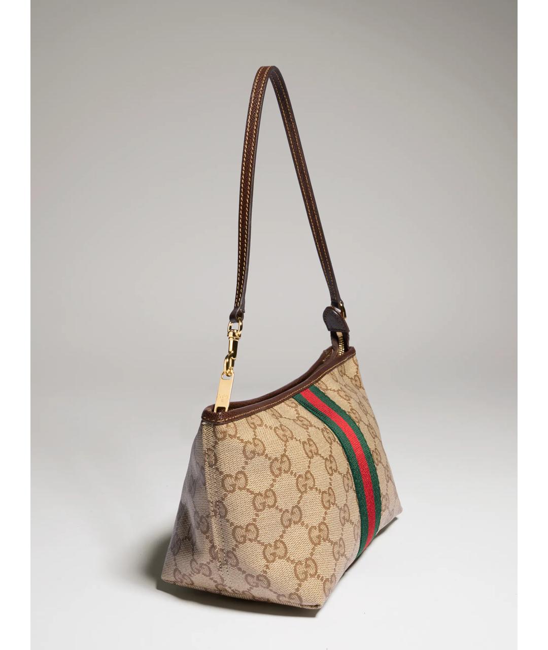 GUCCI Бежевая сумка через плечо из канвы, фото 4