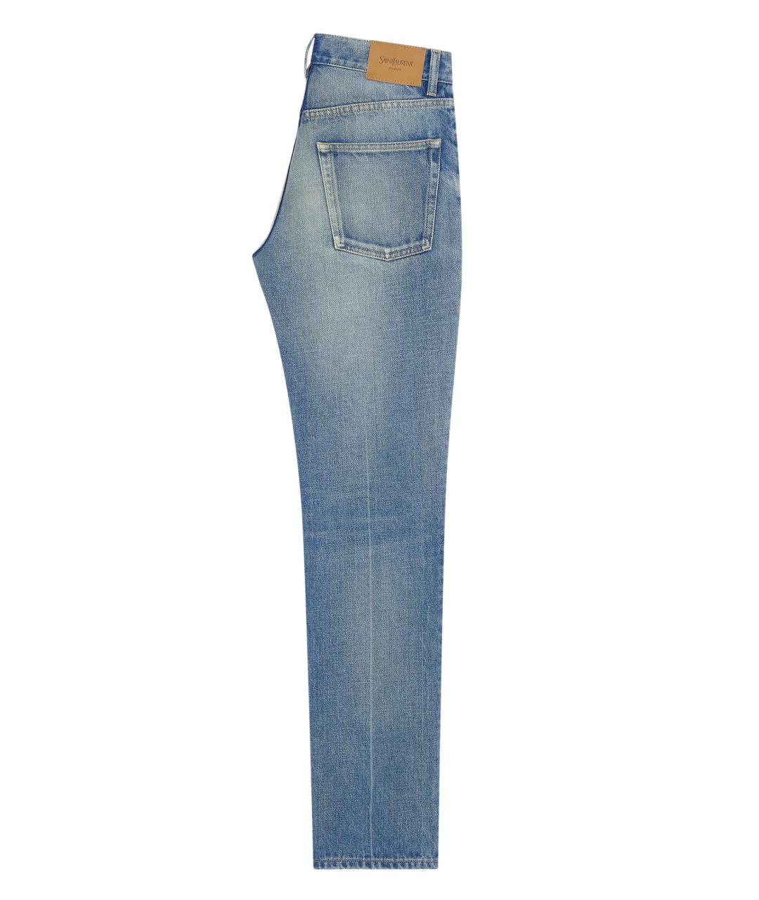 SAINT LAURENT Голубые хлопковые прямые джинсы, фото 2