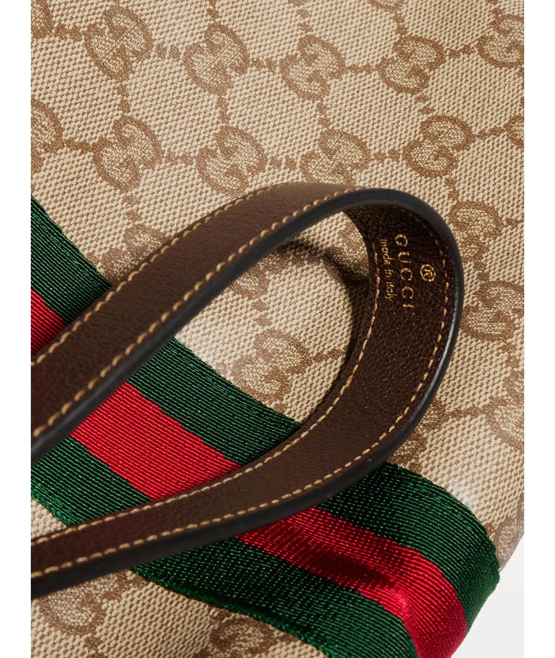 GUCCI Бежевая барсетка из канвы, фото 6