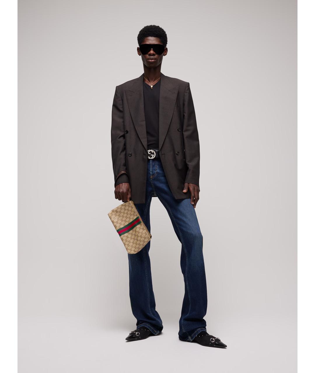 GUCCI Бежевая барсетка из канвы, фото 2