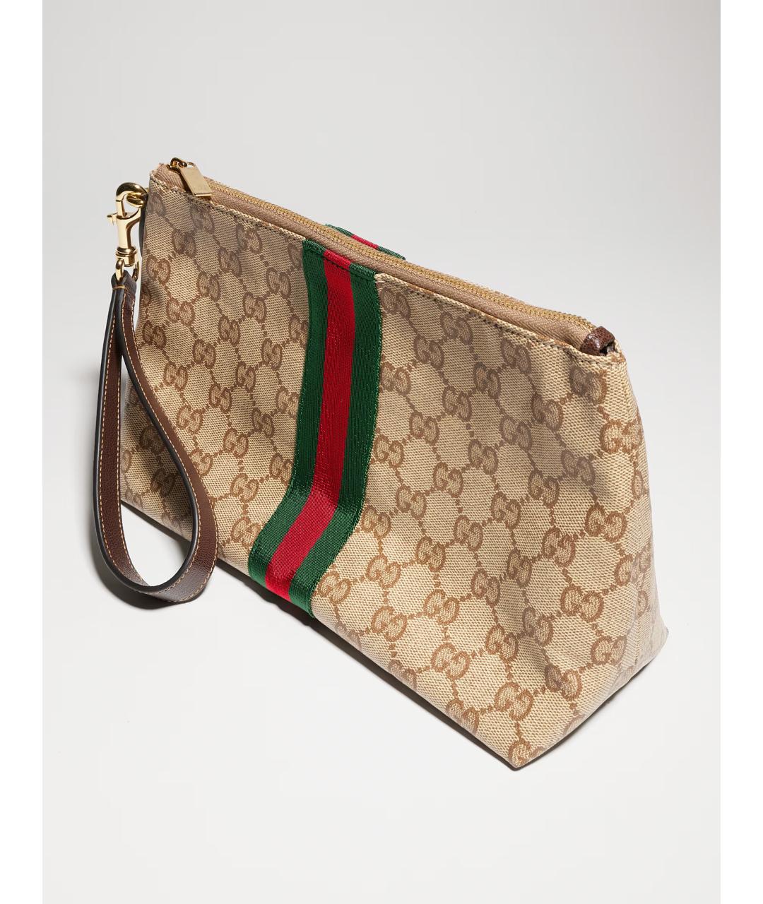 GUCCI Бежевая барсетка из канвы, фото 5