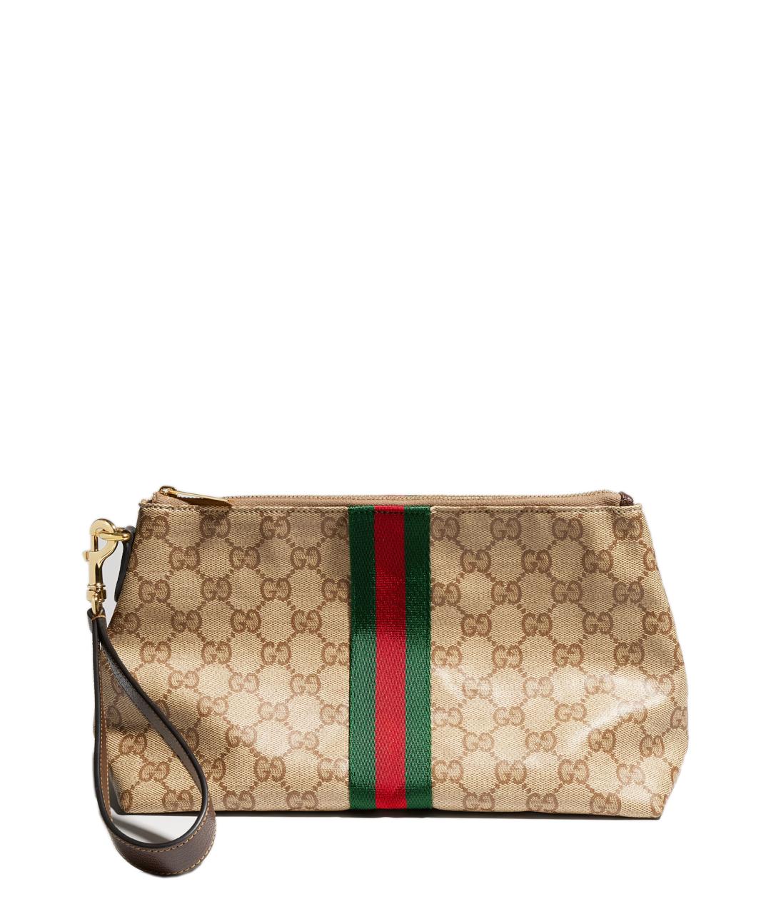 GUCCI Бежевая барсетка из канвы, фото 1