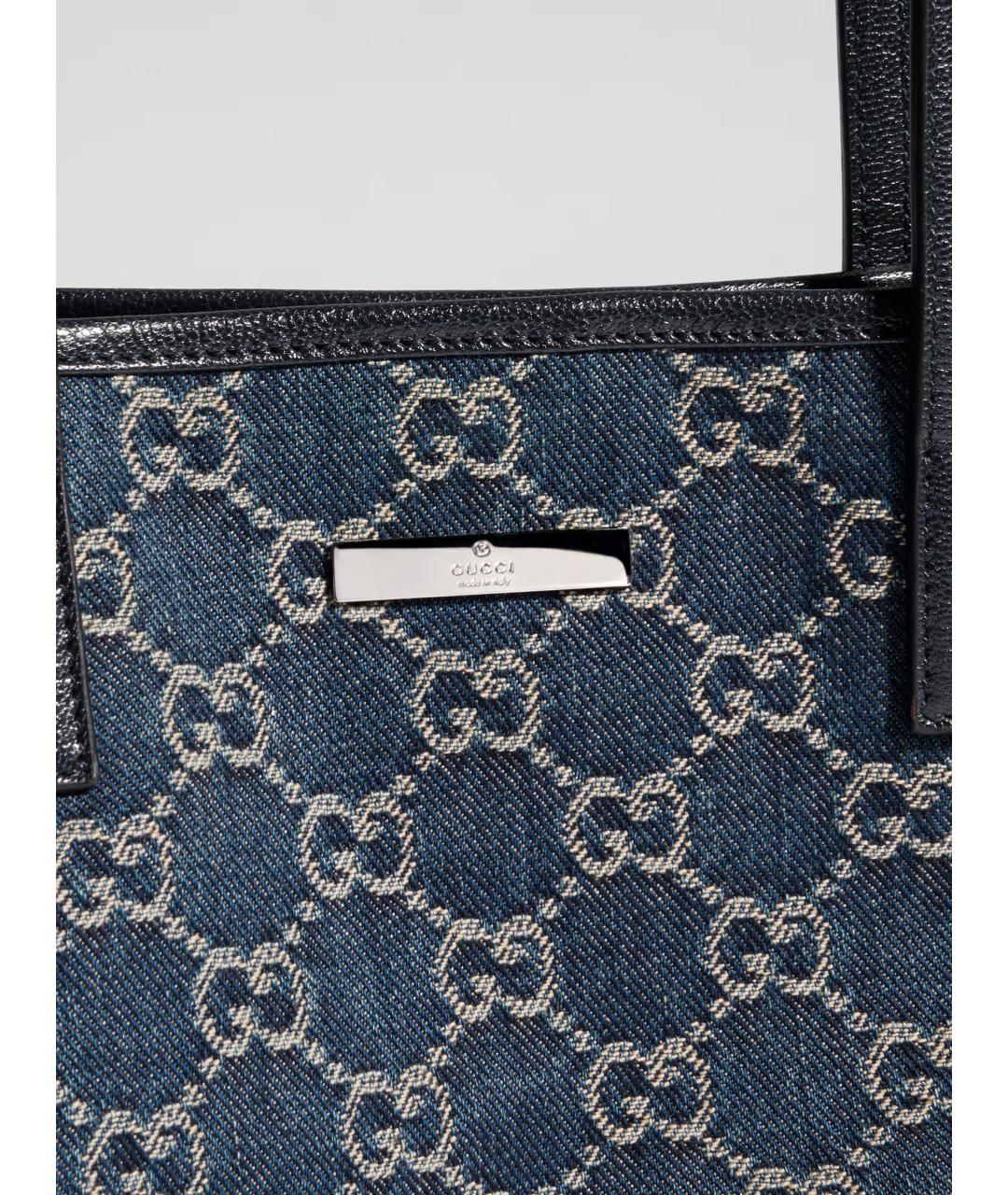 GUCCI Синяя сумка тоут из канвы, фото 6