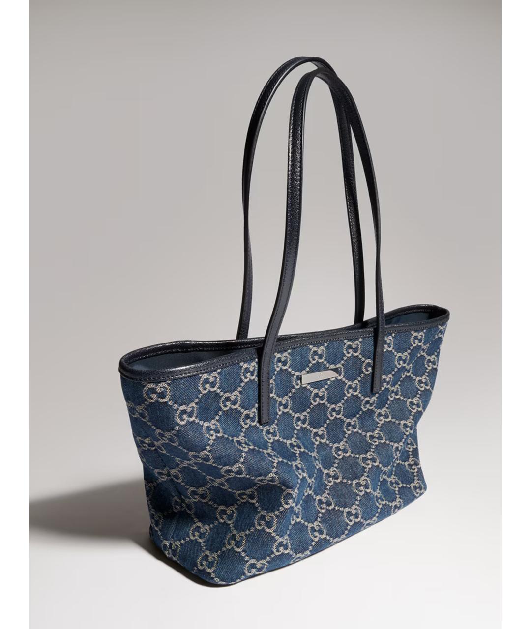 GUCCI Синяя сумка тоут из канвы, фото 4