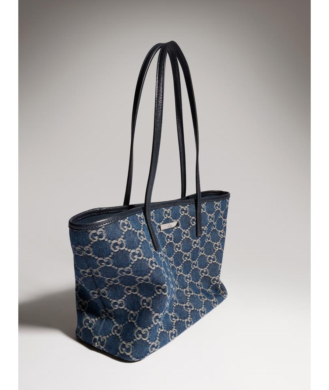GUCCI Синяя сумка тоут из канвы, фото 5