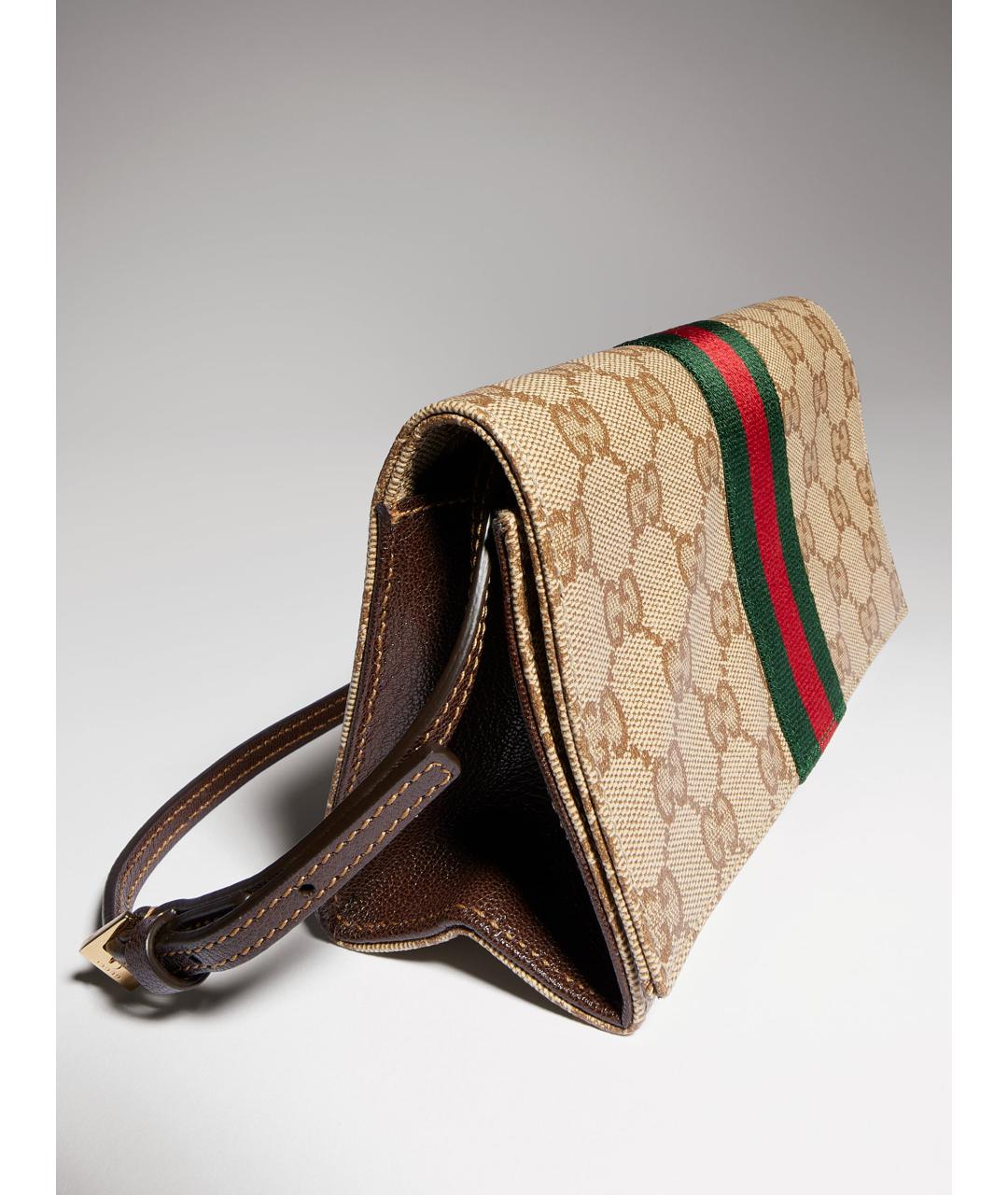 GUCCI Бежевая сумка через плечо из канвы, фото 5