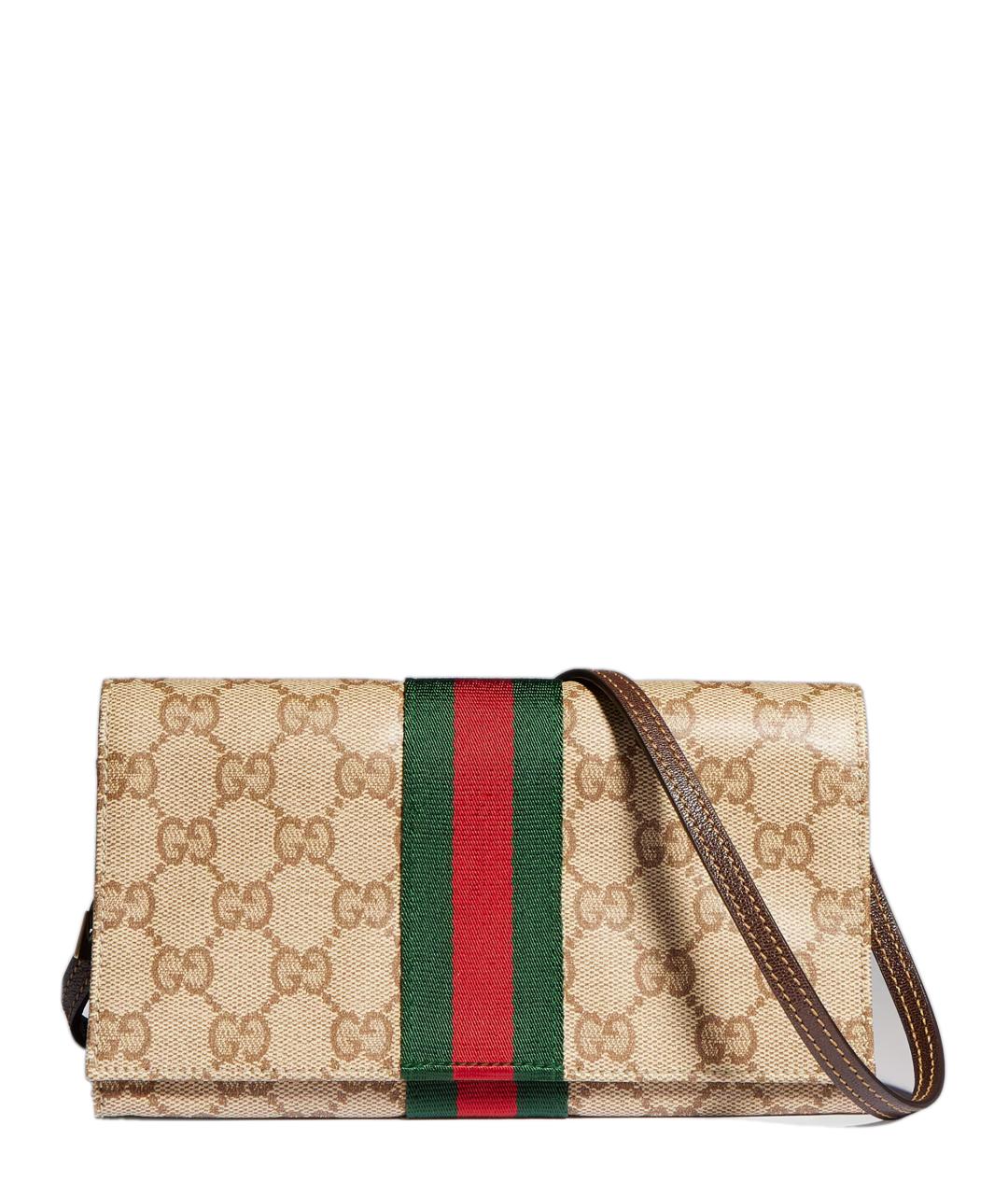 GUCCI Бежевая сумка через плечо из канвы, фото 1