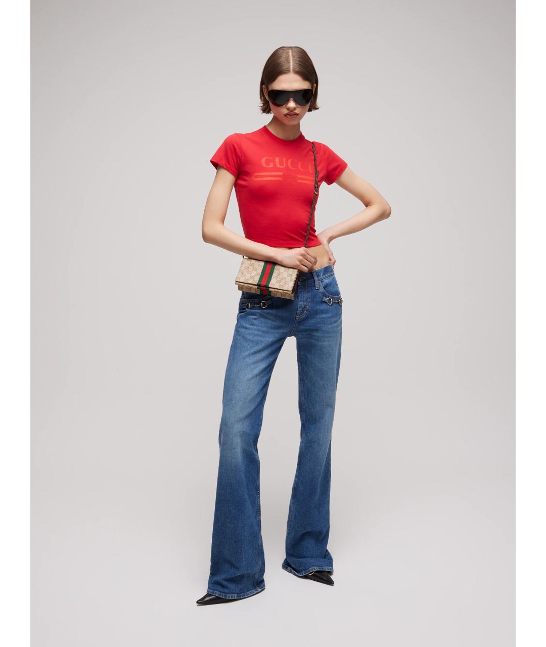 GUCCI Бежевая сумка через плечо из канвы, фото 3