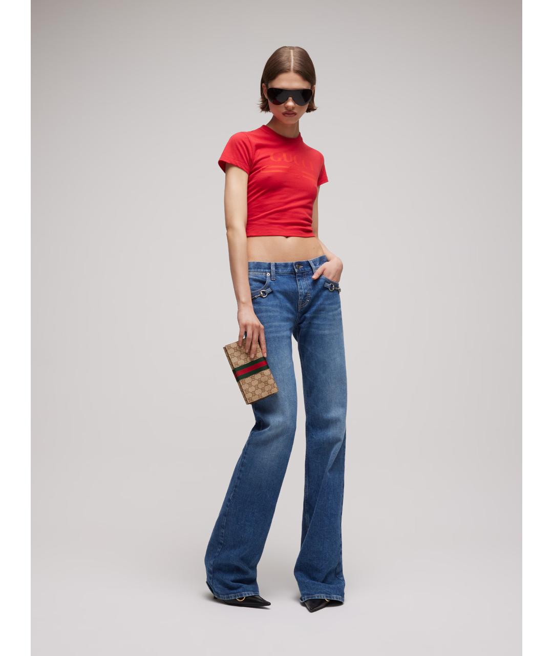 GUCCI Бежевая сумка через плечо из канвы, фото 4
