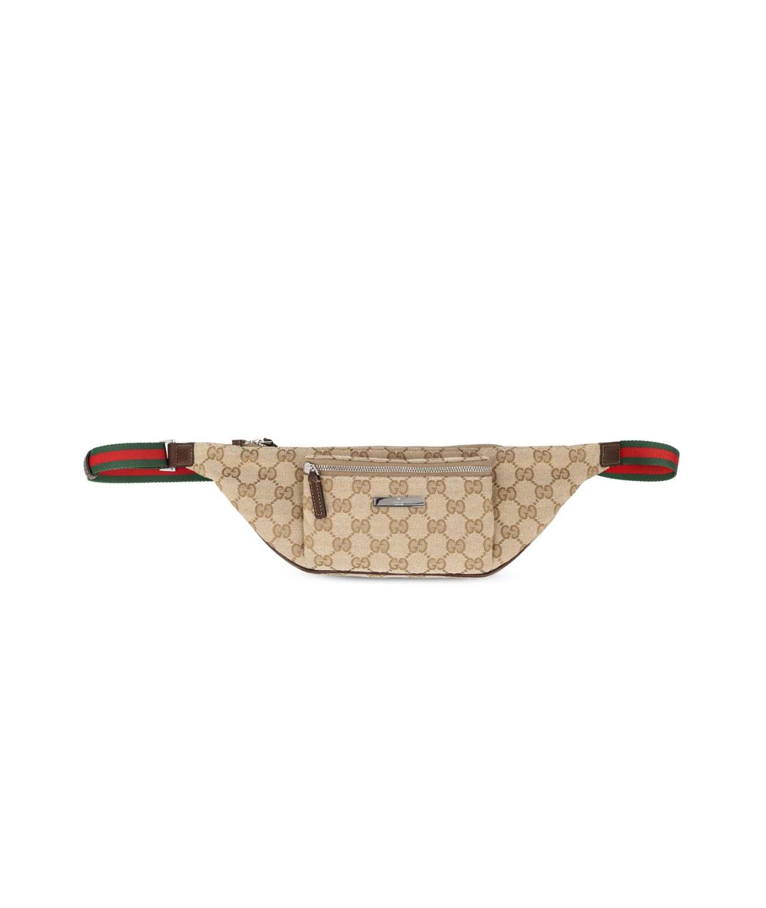 GUCCI Бежевая поясная сумка из канвы, фото 7