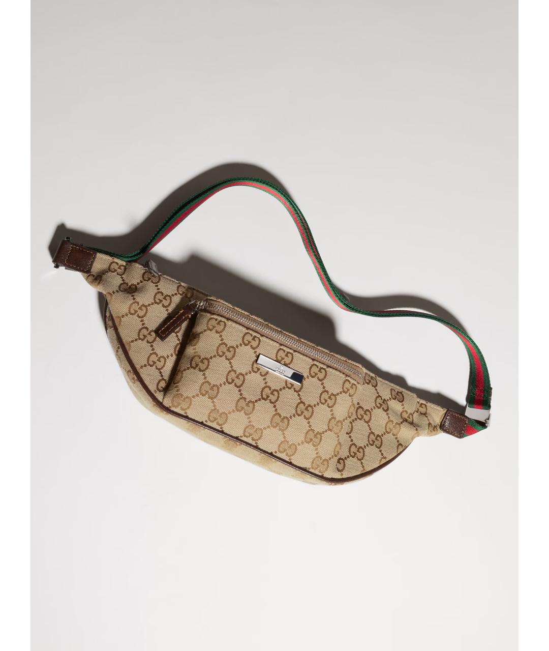 GUCCI Бежевая поясная сумка из канвы, фото 3
