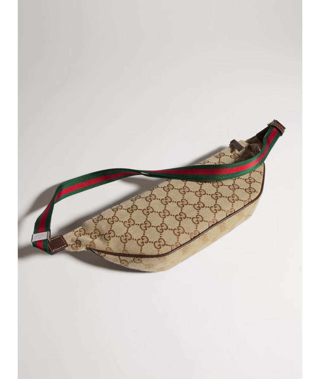 GUCCI Бежевая поясная сумка из канвы, фото 5
