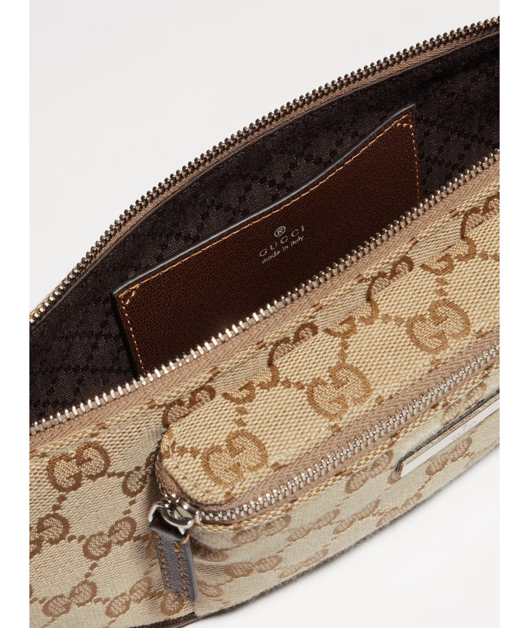 GUCCI Бежевая поясная сумка из канвы, фото 6