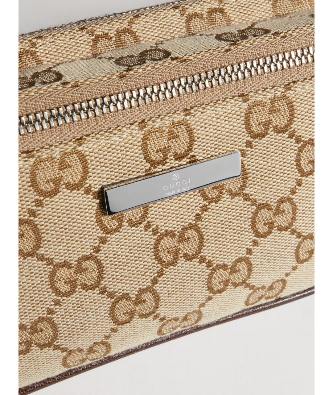 GUCCI Бежевая поясная сумка из канвы, фото 4