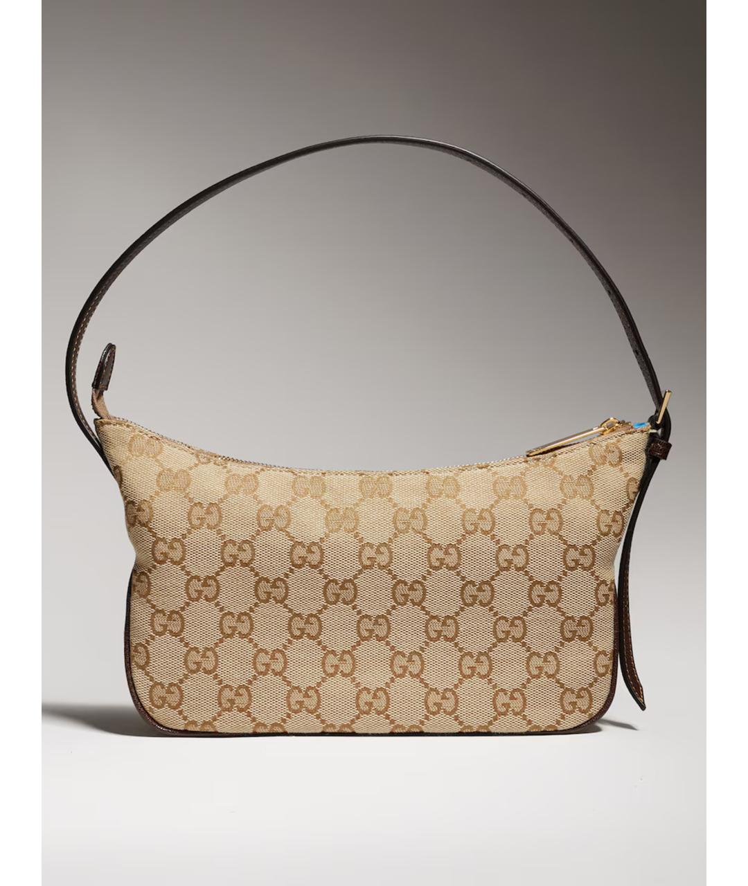 GUCCI Бежевая сумка через плечо из канвы, фото 4