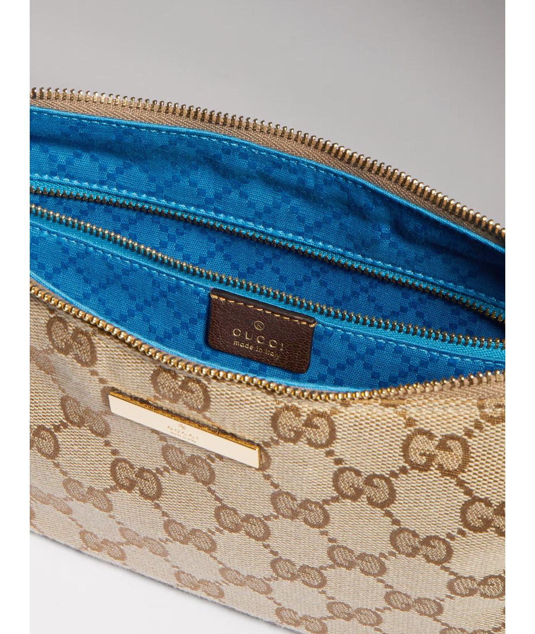GUCCI Бежевая сумка через плечо из канвы, фото 9