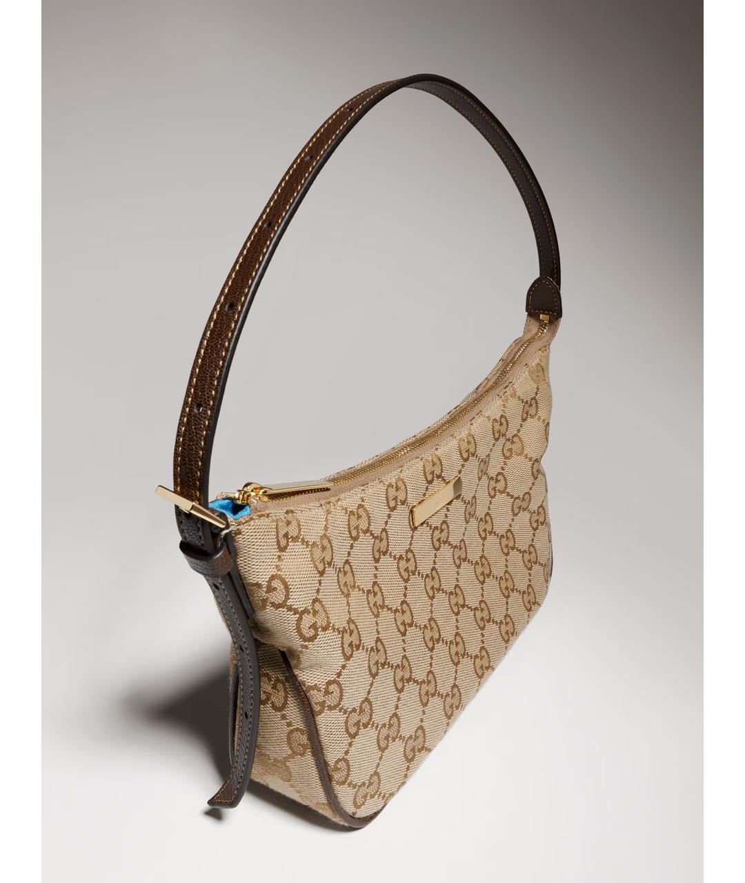 GUCCI Бежевая сумка через плечо из канвы, фото 6