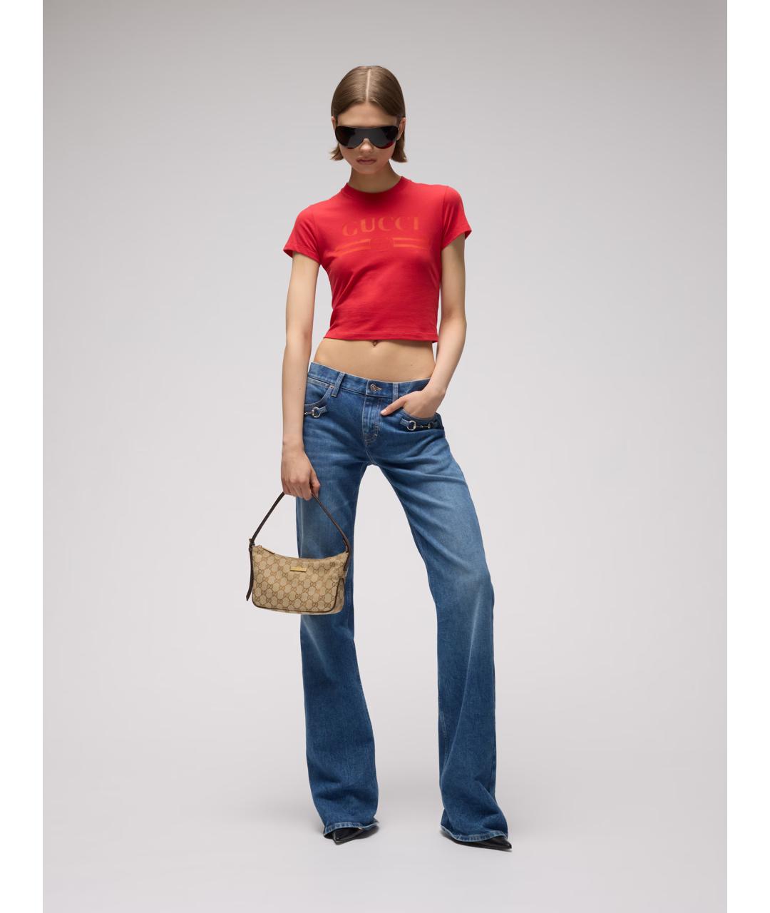 GUCCI Бежевая сумка через плечо из канвы, фото 3