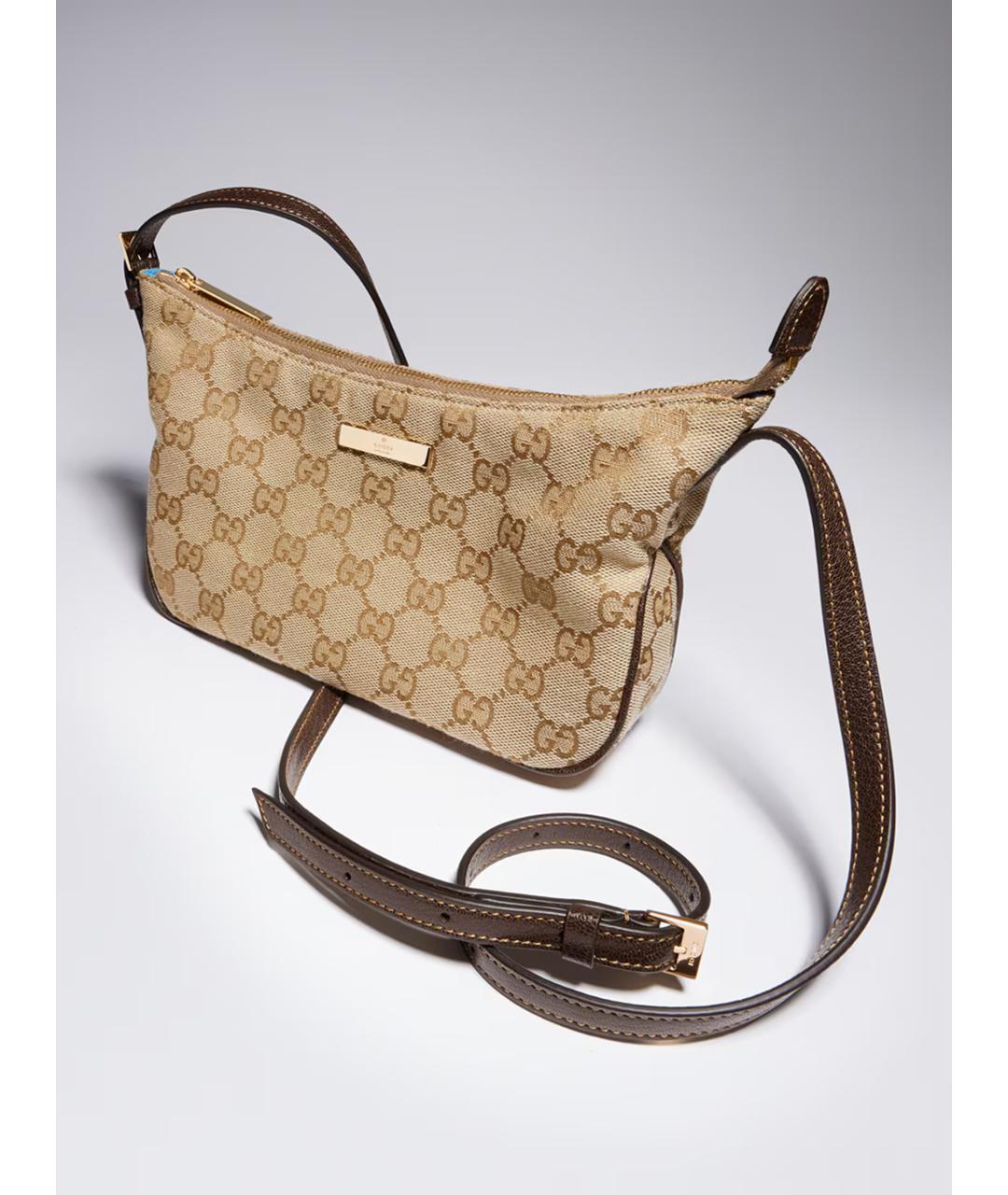 GUCCI Бежевая сумка через плечо из канвы, фото 8