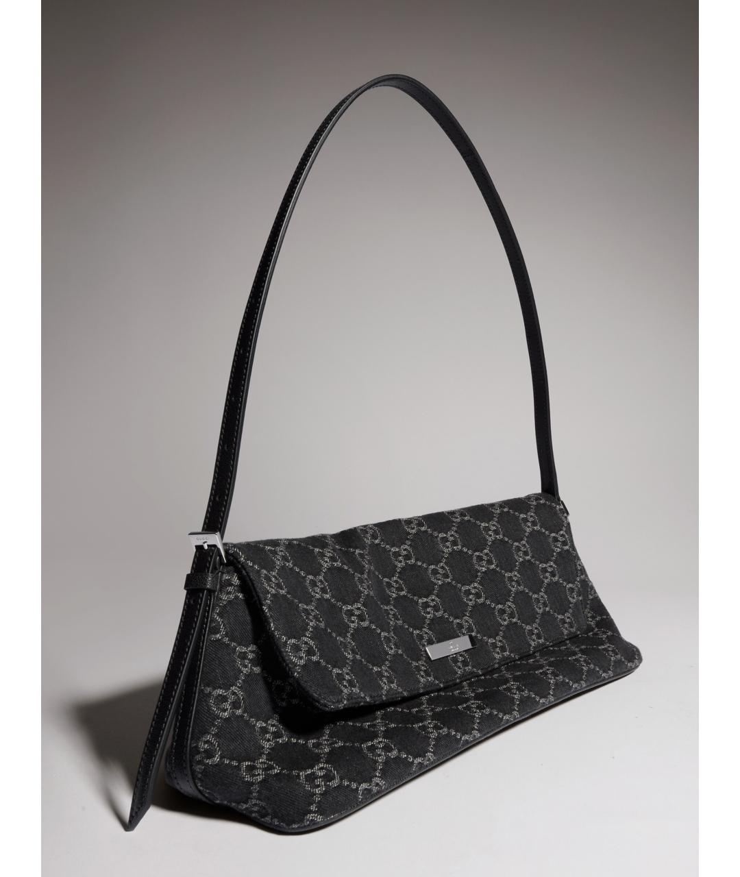 GUCCI Черная сумка через плечо из канвы, фото 4