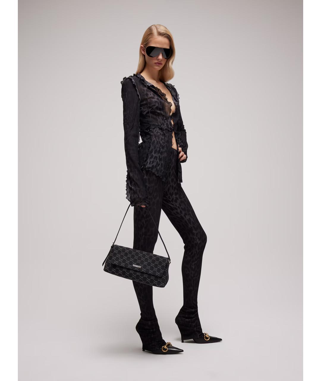 GUCCI Черная сумка через плечо из канвы, фото 3