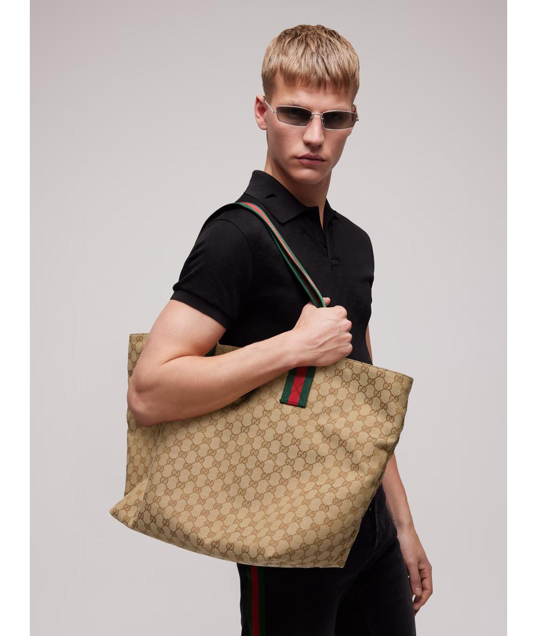 GUCCI Бежевая сумка тоут из канвы, фото 2