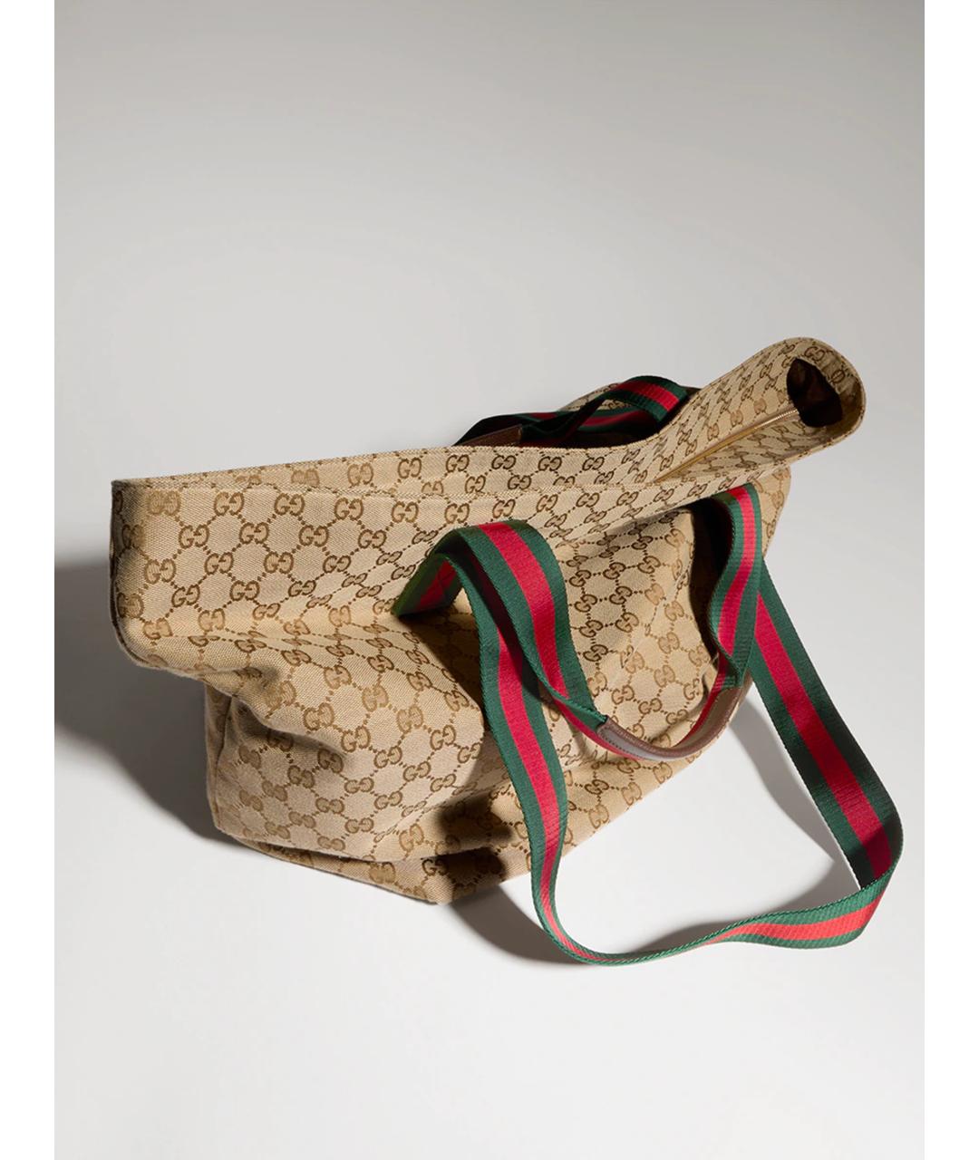 GUCCI Бежевая сумка тоут из канвы, фото 6