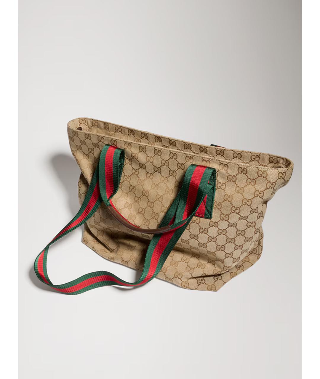 GUCCI Бежевая сумка тоут из канвы, фото 6