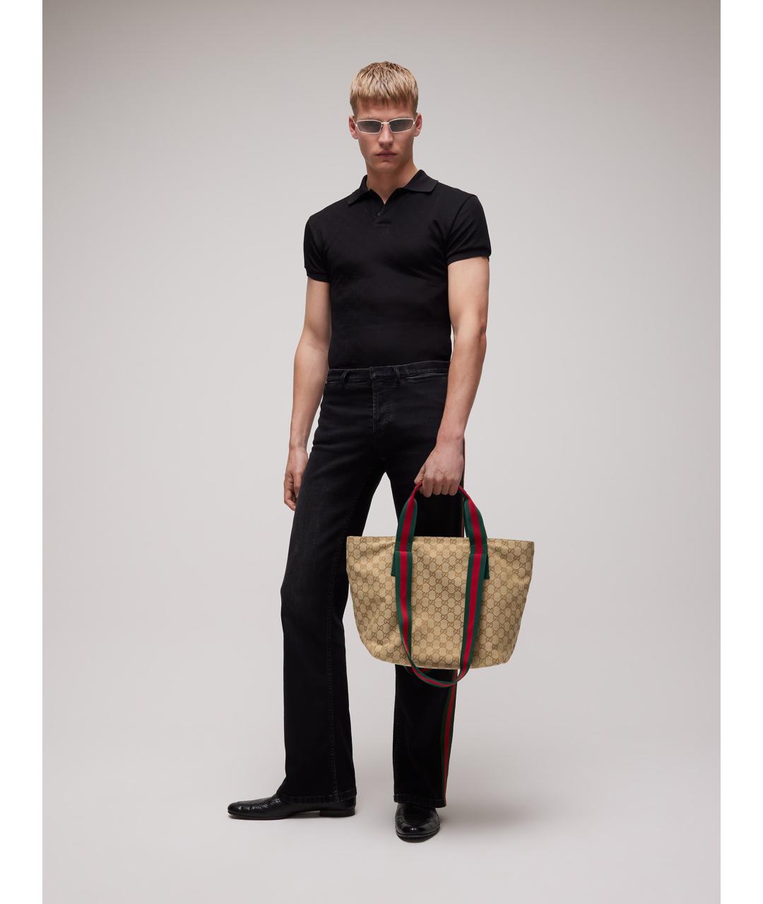GUCCI Бежевая сумка тоут из канвы, фото 4