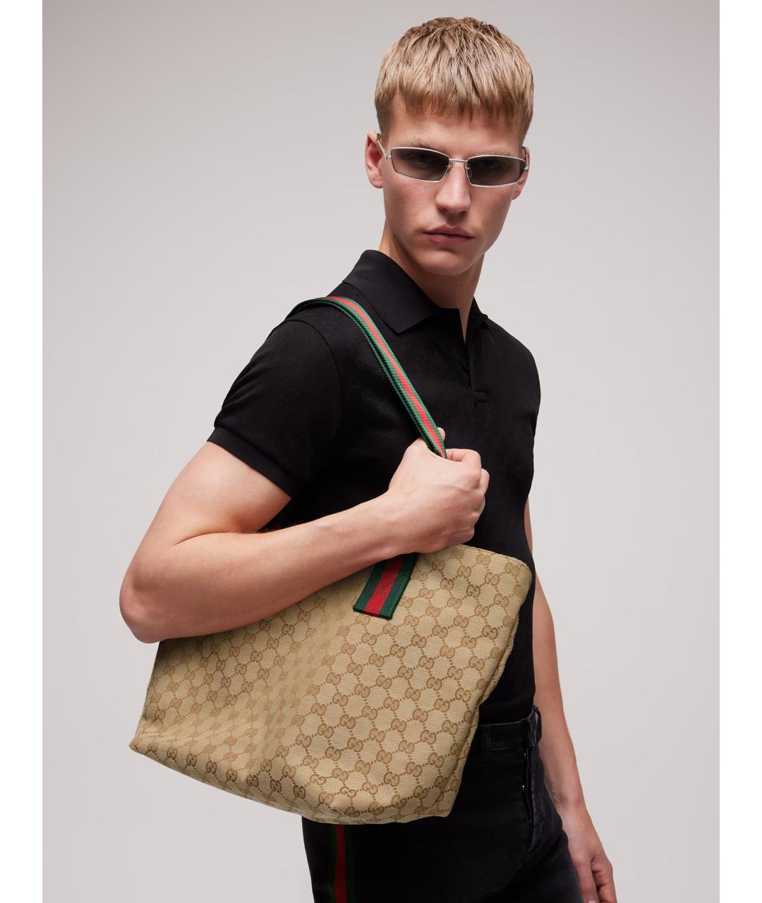 GUCCI Бежевая сумка тоут из канвы, фото 2
