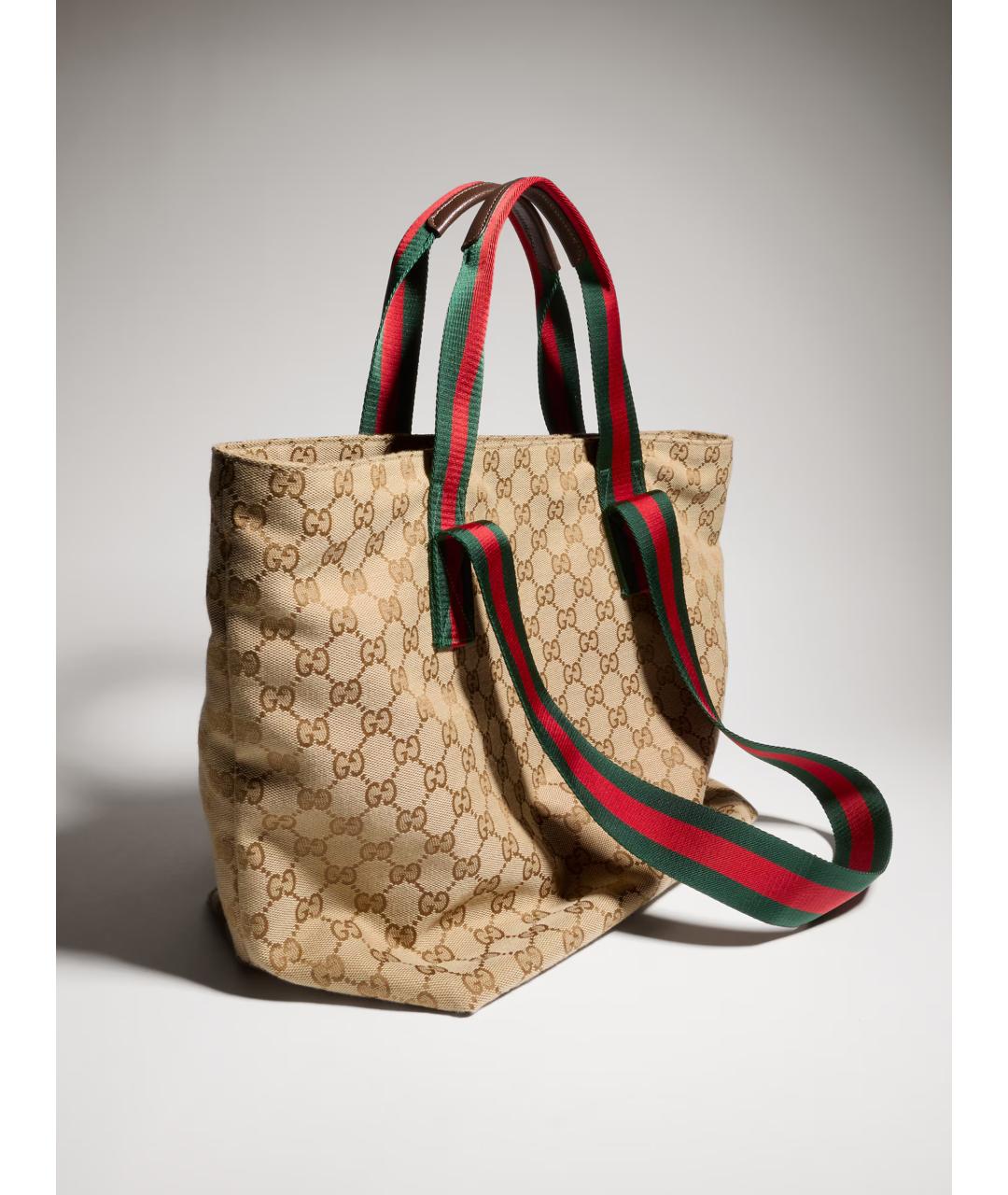 GUCCI Бежевая сумка тоут из канвы, фото 7