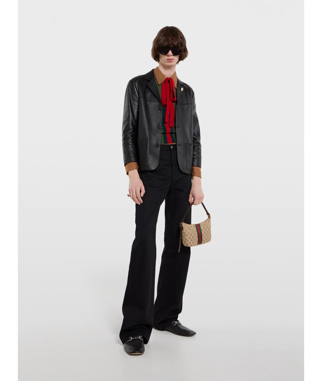 GUCCI Бежевая сумка на плечо из канвы, фото 4