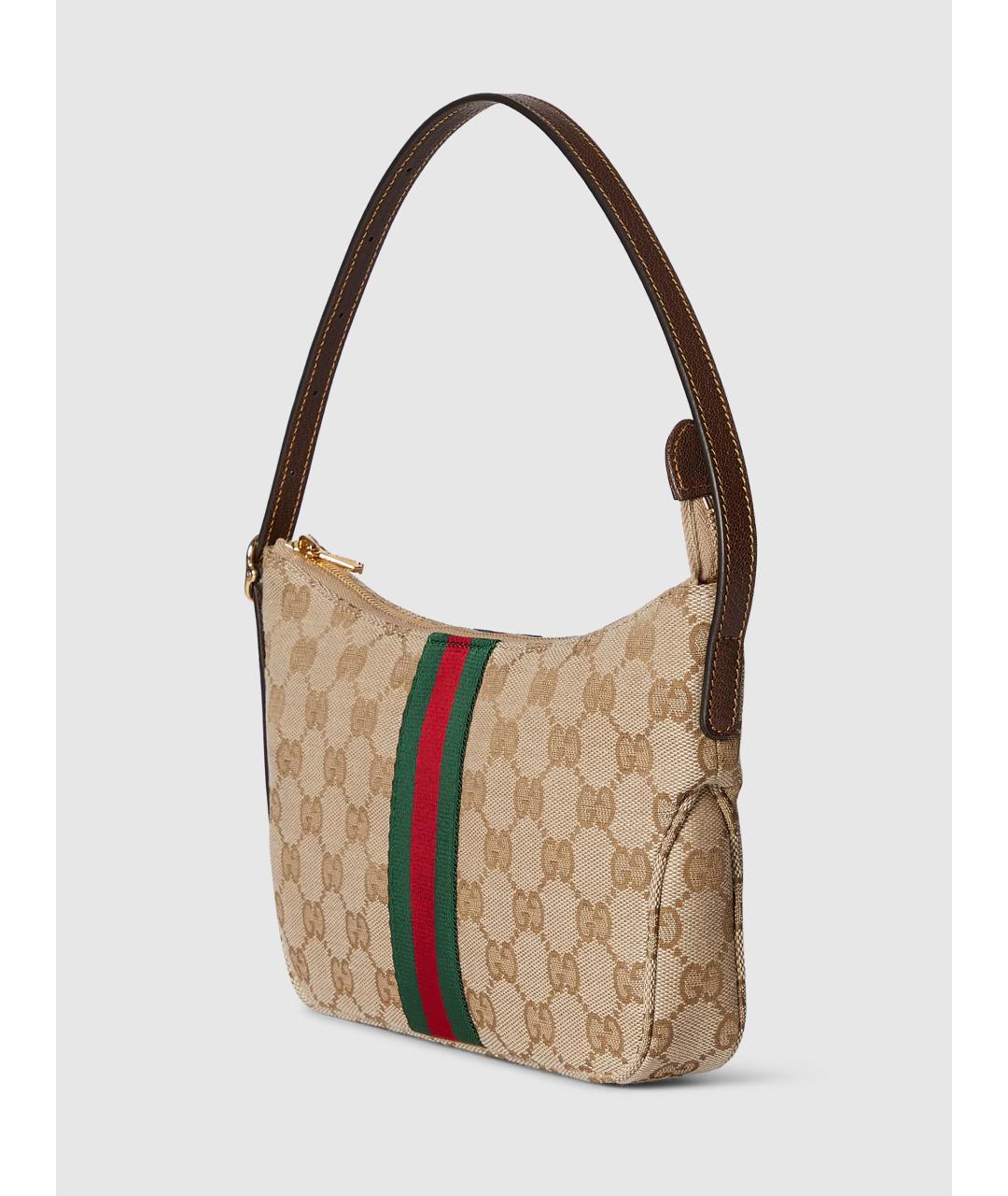 GUCCI Бежевая сумка на плечо из канвы, фото 5