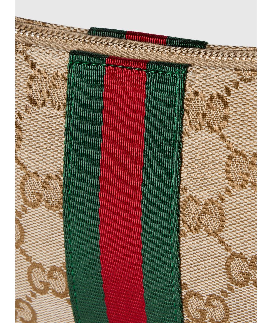 GUCCI Бежевая сумка на плечо из канвы, фото 6