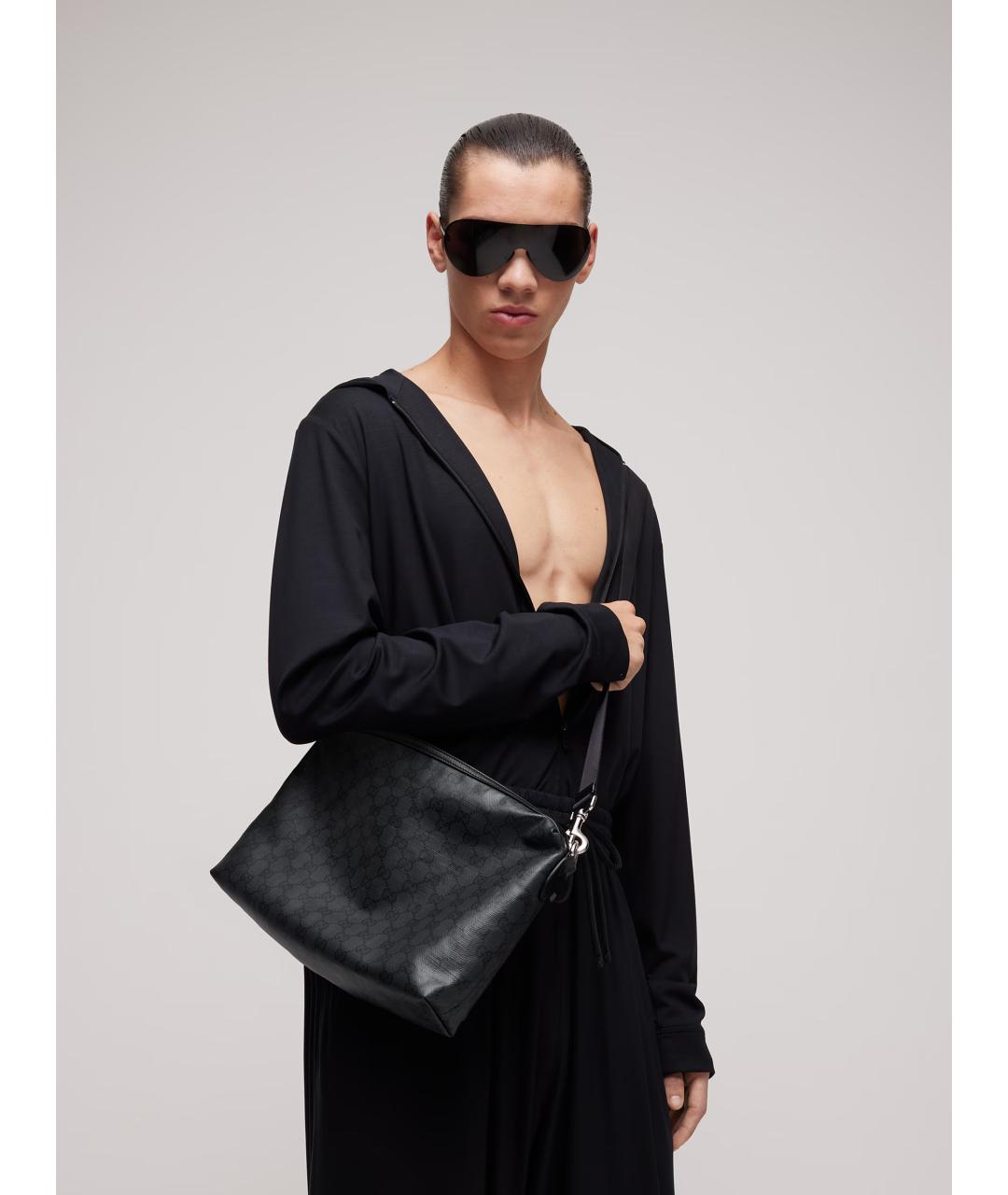 GUCCI Черная сумка на плечо из канвы, фото 2
