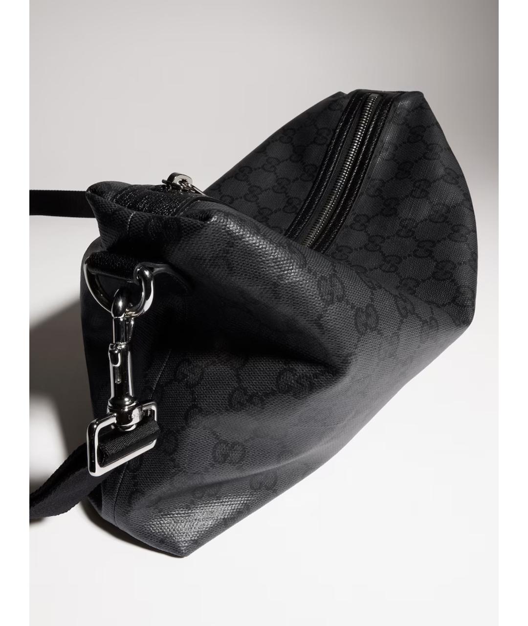 GUCCI Черная сумка на плечо из канвы, фото 4