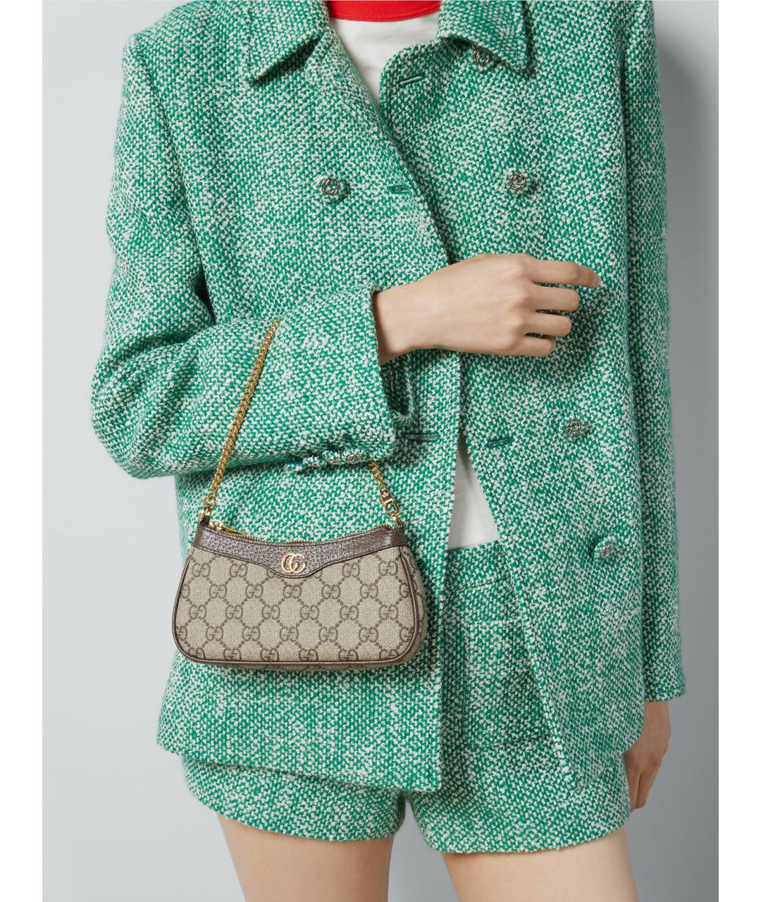 GUCCI Бежевая сумка через плечо из канвы, фото 2