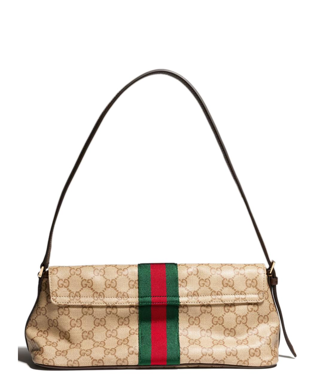 GUCCI Бежевая сумка через плечо из канвы, фото 1
