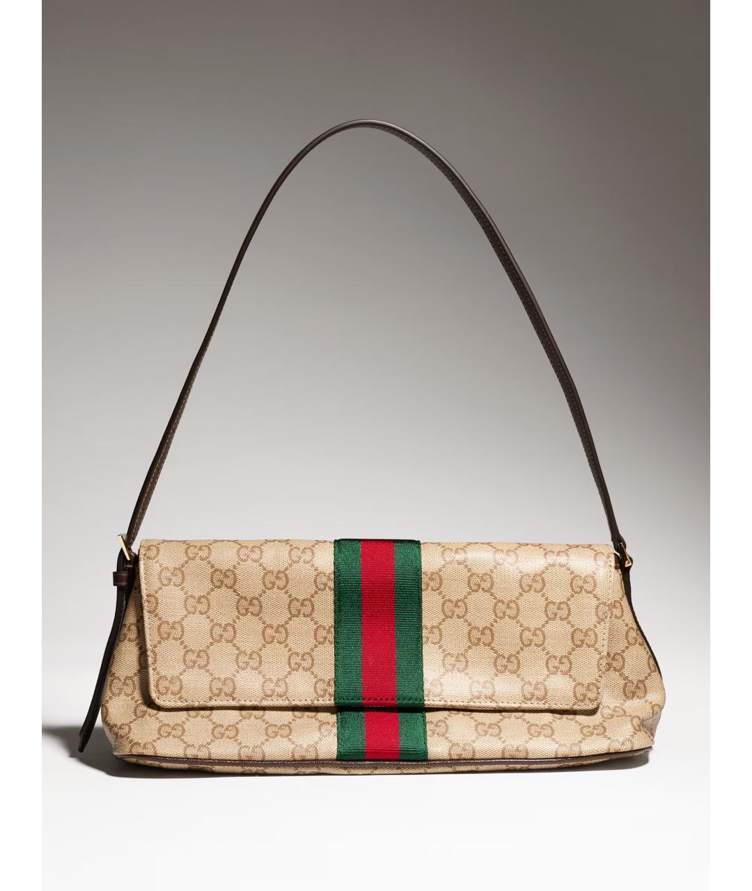 GUCCI Бежевая сумка через плечо из канвы, фото 4