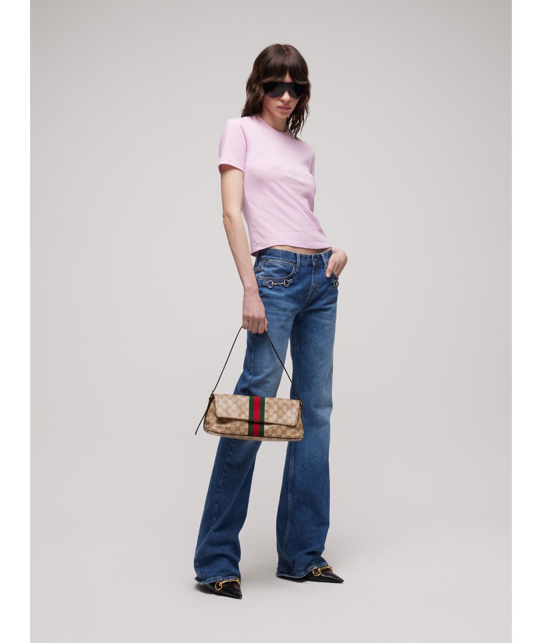 GUCCI Бежевая сумка через плечо из канвы, фото 3
